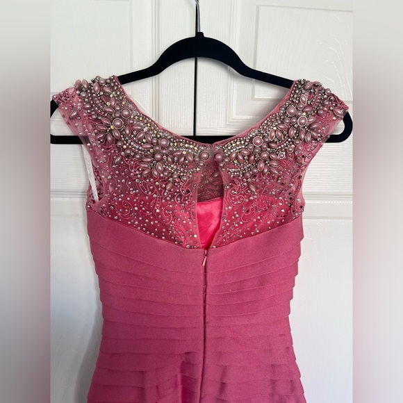Pink Beaded Jovani Bandage Cocktail Dress Size 0 - Picture 7 of 10